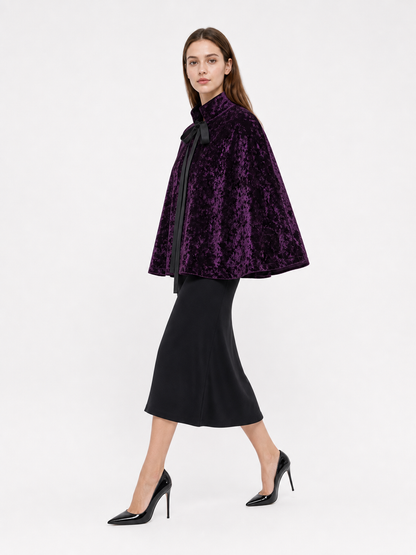 Purple Costume Cloak with High Collar