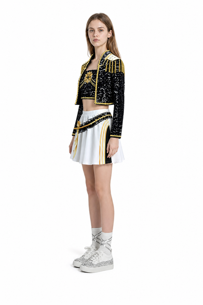 Stage Costume: Top, Jacket, and Skirt with Sequins side view