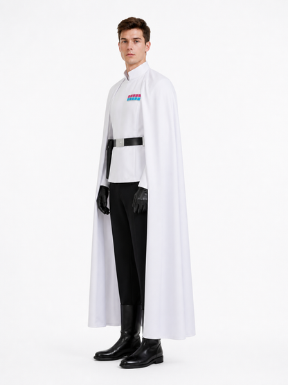 Cosplay Costume with Cape, Belt, and Gloves side view