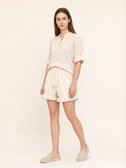 Women's bloomer shorts with ruffles and a tail