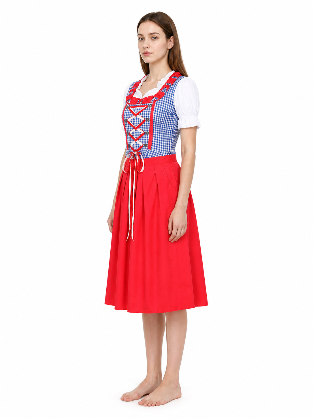 Long Folk-Style Dress with Lacing side view