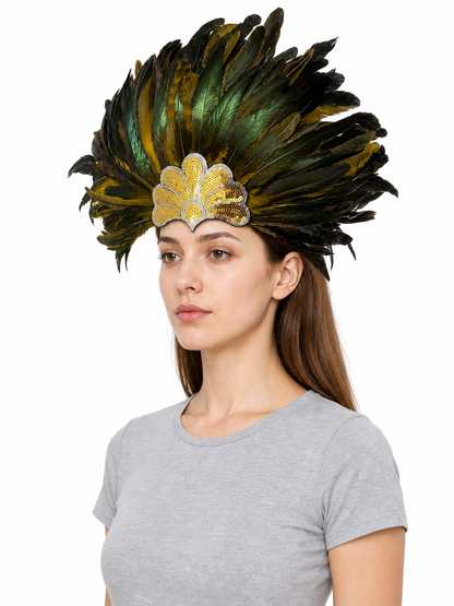 Carnival Feather and Sequin Headpiece