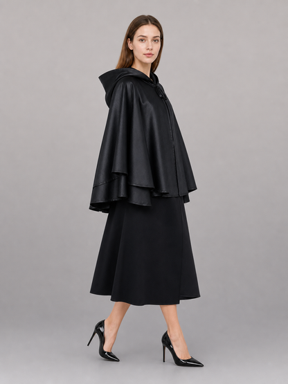 Long Black Hooded Carnival Cape