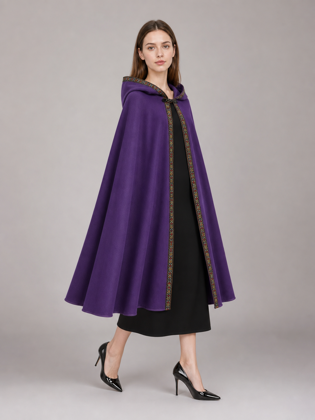 Purple Hooded Velvet Costume Cape product view 35