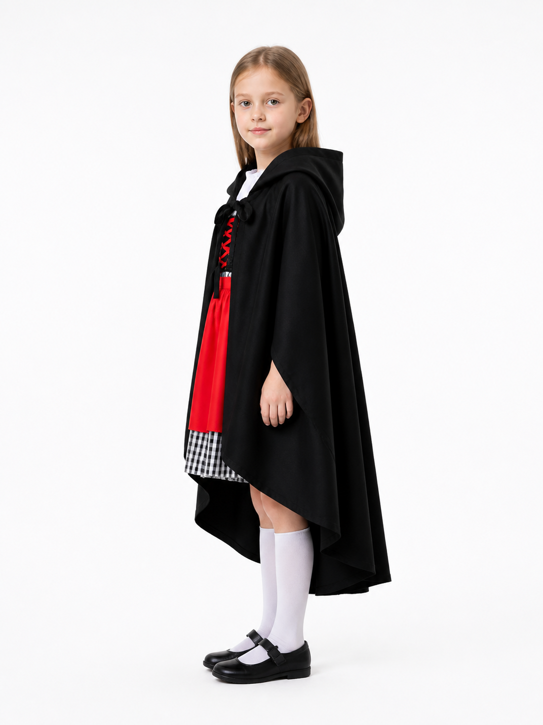 Long Children's Hooded Cape for Halloween side view