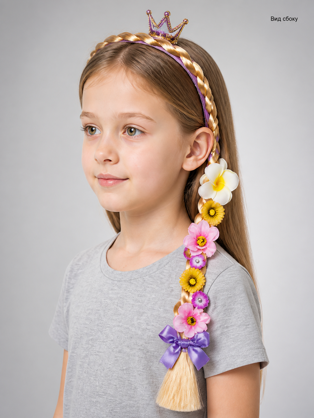 Halloween Carnival Headband with Flowers and Crown side view