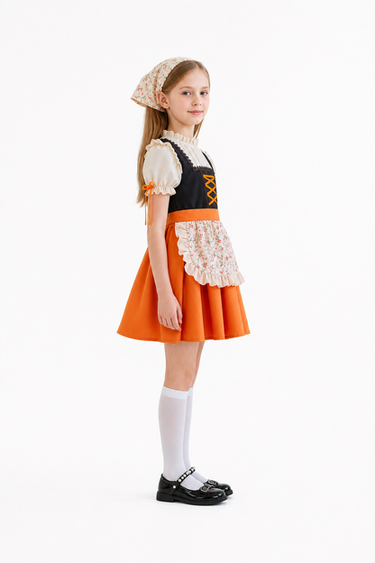 Dirndl Dress Set with Apron and Headscarf