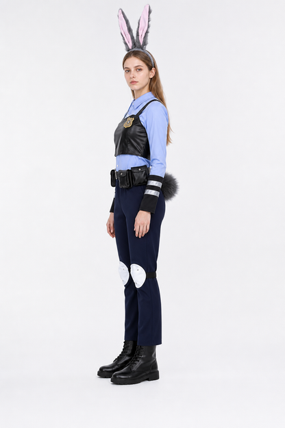 Police Bunny Costume: Vest, Shirt, Pants side view