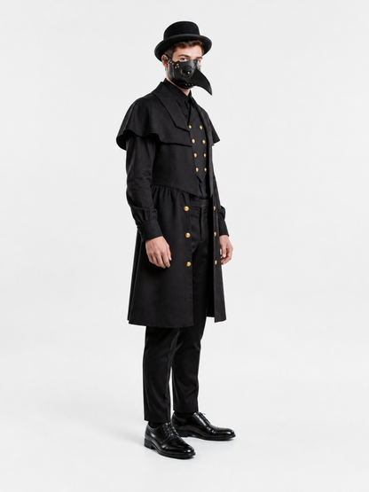 Plague Doctor Cosplay Costume with Mask and Hat side view
