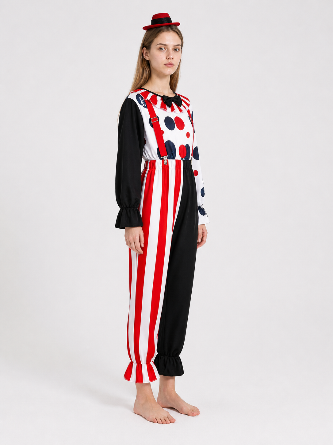 Clown Costume with Hat and Suspenders side view