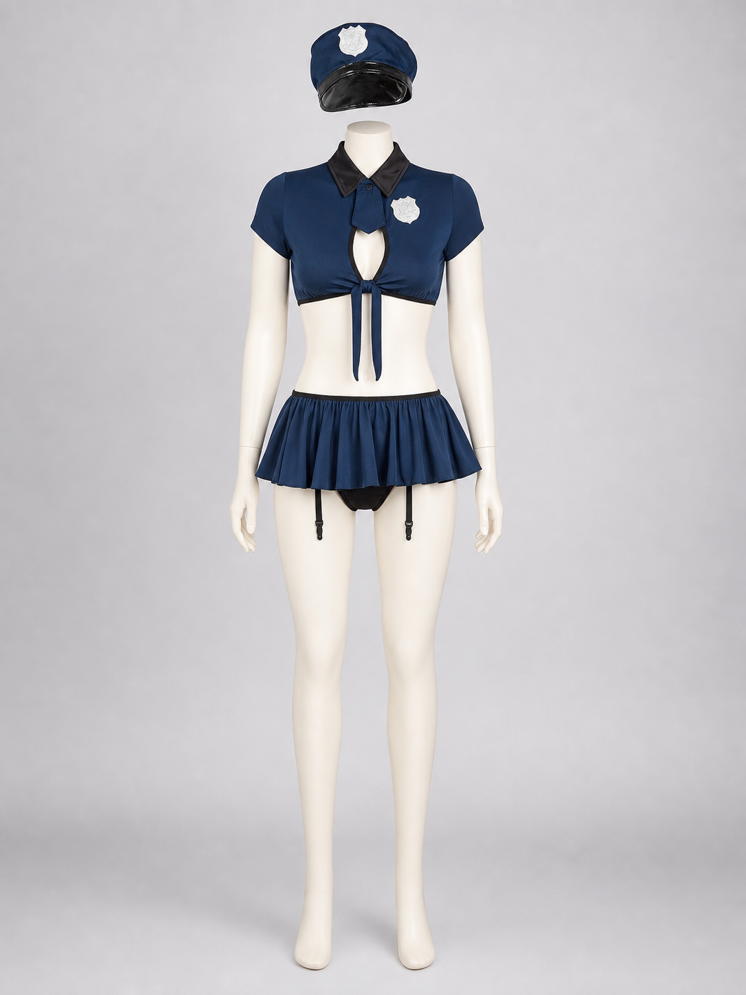 Police Costume with Cropped Top and Skirt