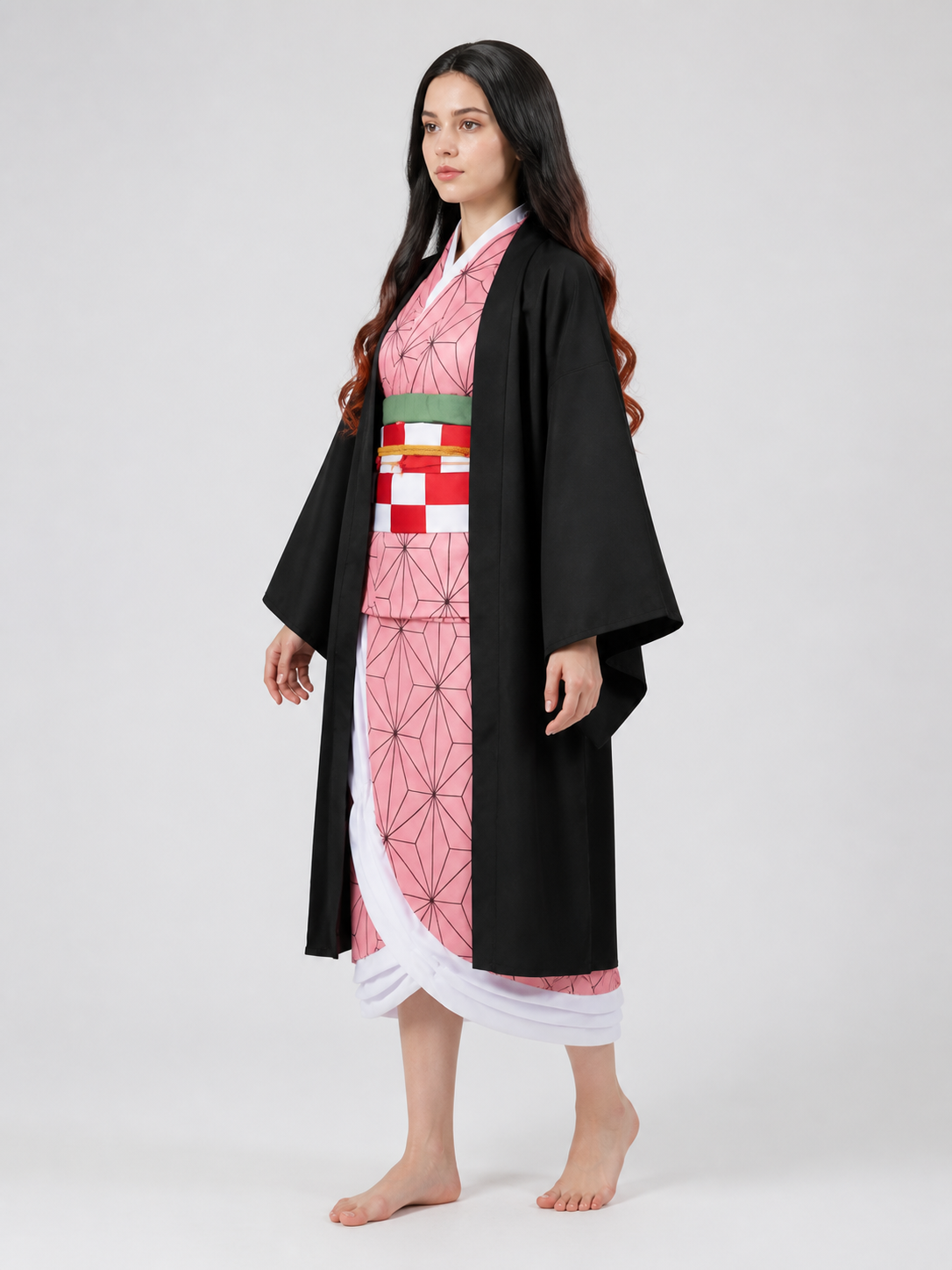 Anime Cosplay Costume with Black Kimono