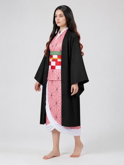 Anime Cosplay Costume with Black Kimono