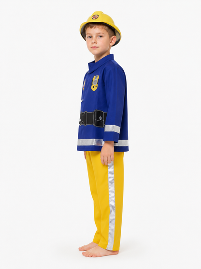 Kids' Firefighter Costume with Helmet for Halloween side view