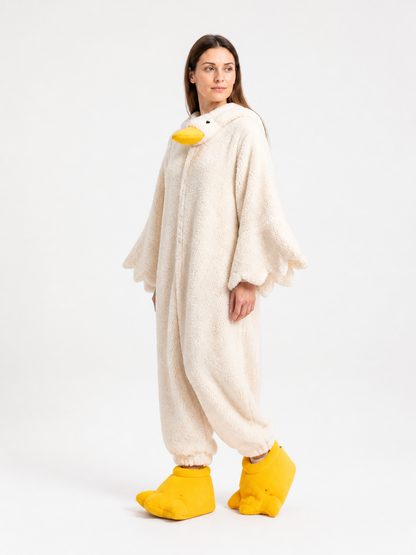 Plush White Goose Carnival Costume with Wings side view