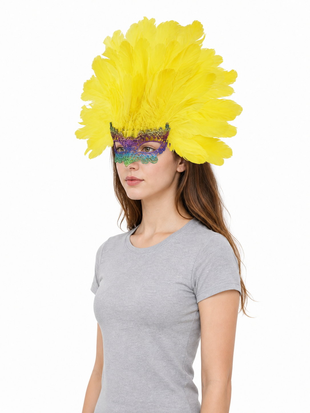 Carnival headpiece with yellow feathers
