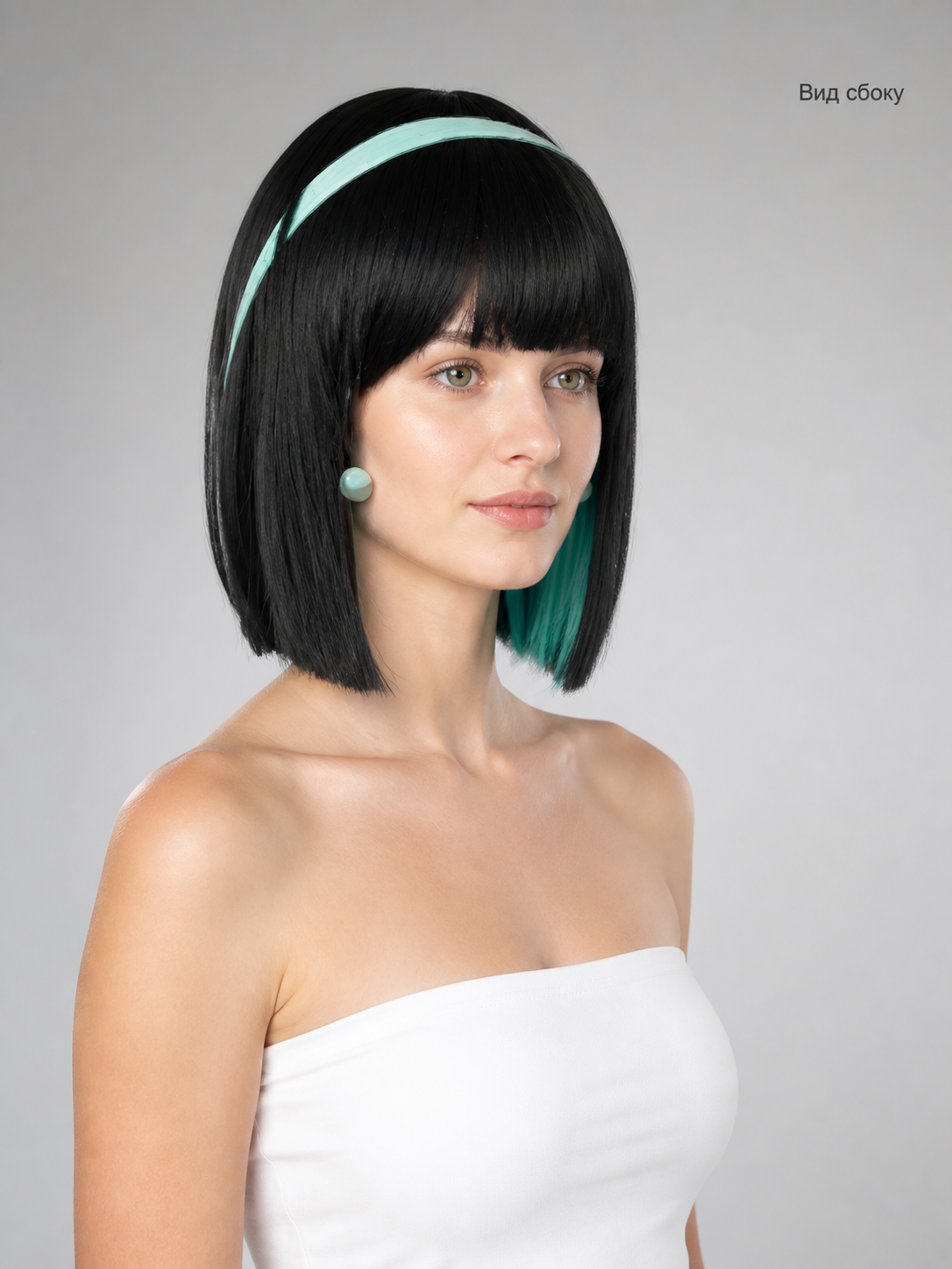 Black Bob Carnival Wig for Halloween and Cosplay side view