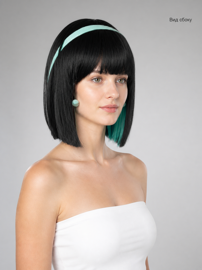 Black Bob Carnival Wig for Halloween and Cosplay side view