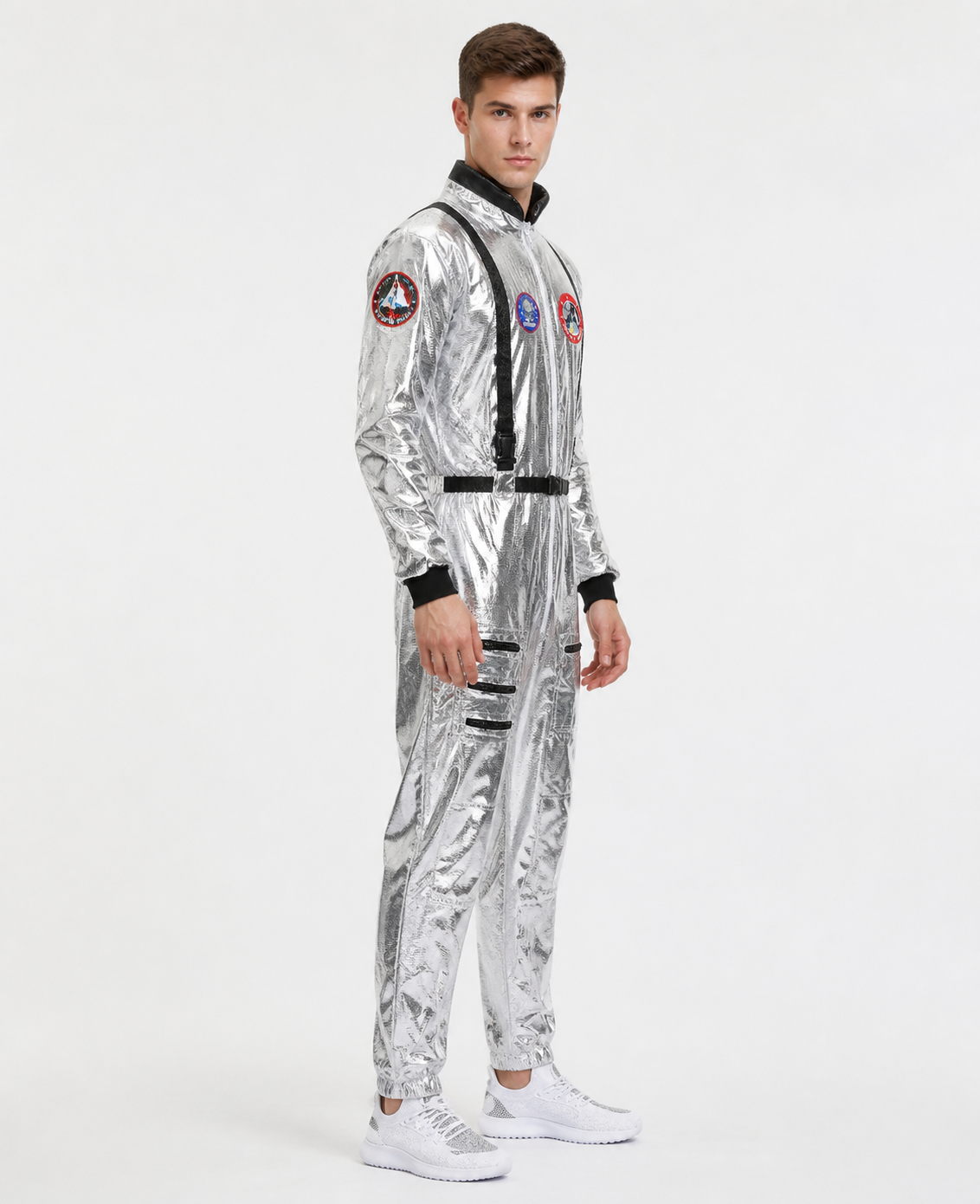 Silver Astronaut Jumpsuit for Cosplay side view