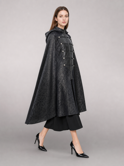 Black gothic hooded carnival cloak