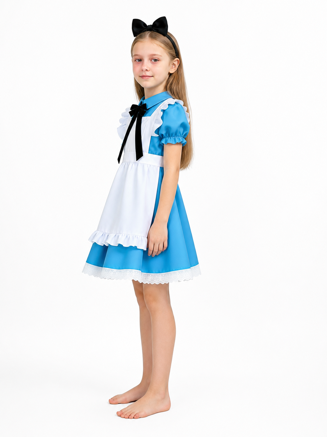 Children's Lolita Dress with Apron and Full Skirt side view