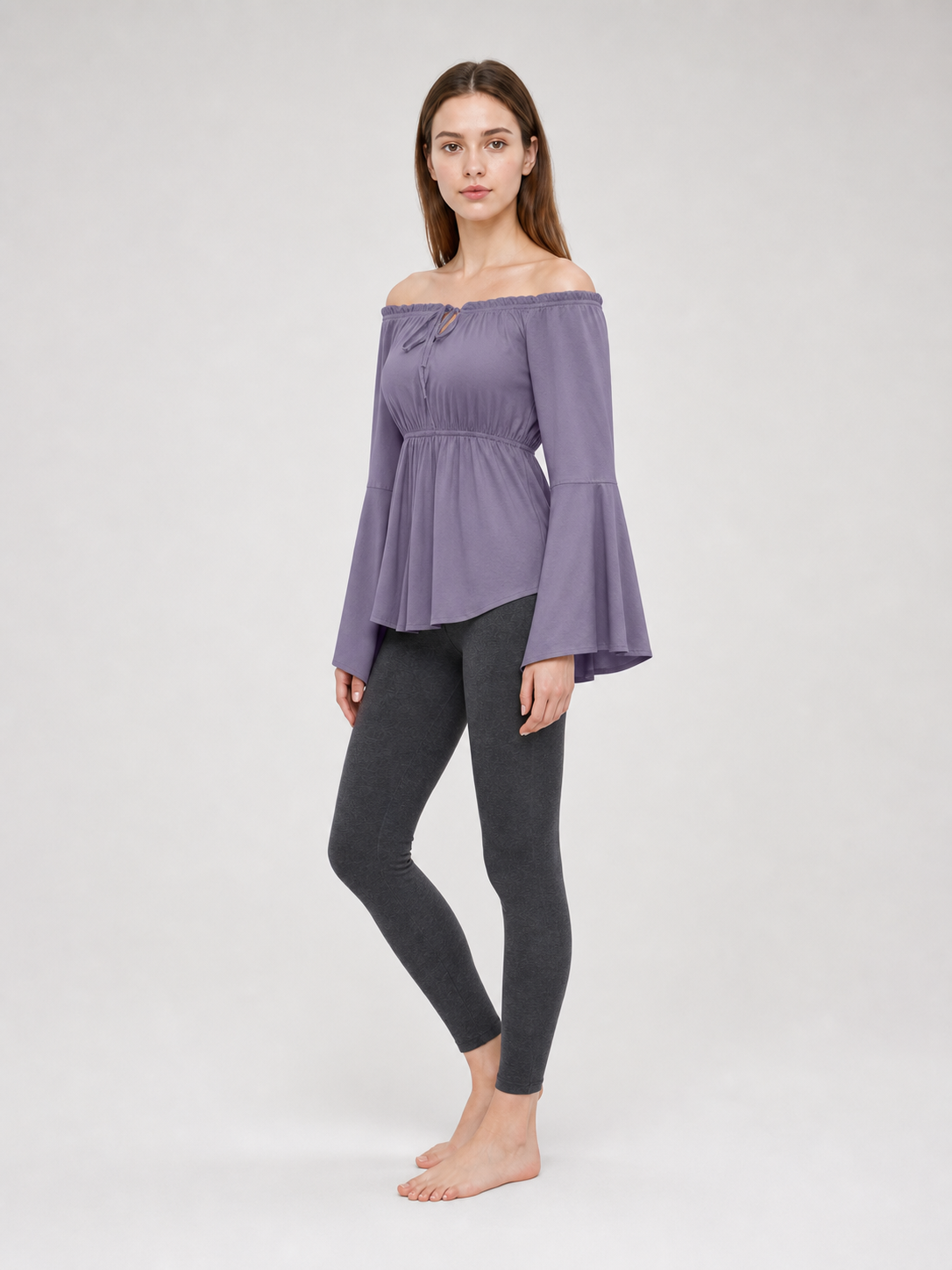 Off-the-Shoulder Blouse with Flared Sleeves