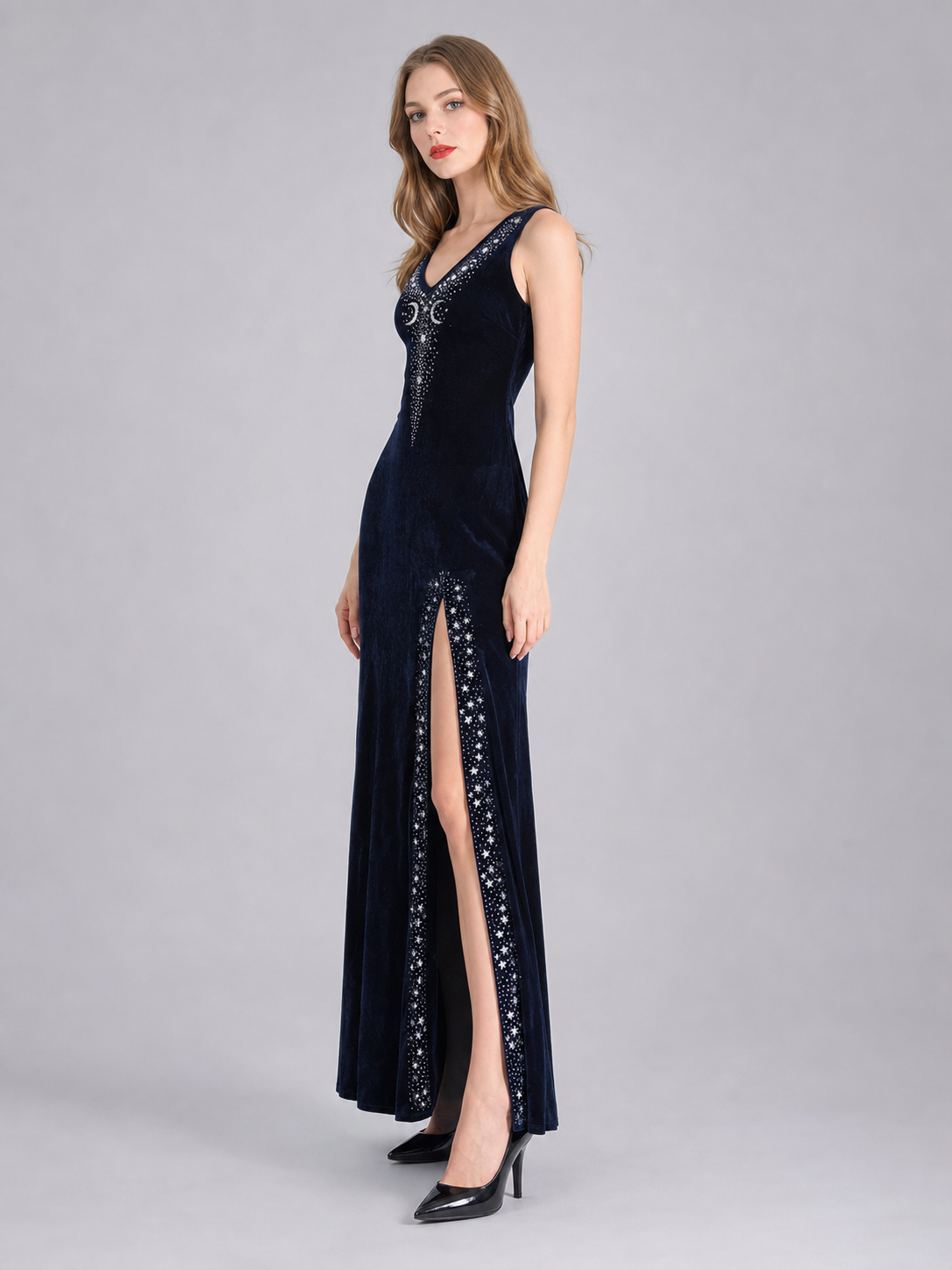 Vampire Costume with Long Dress and Cape