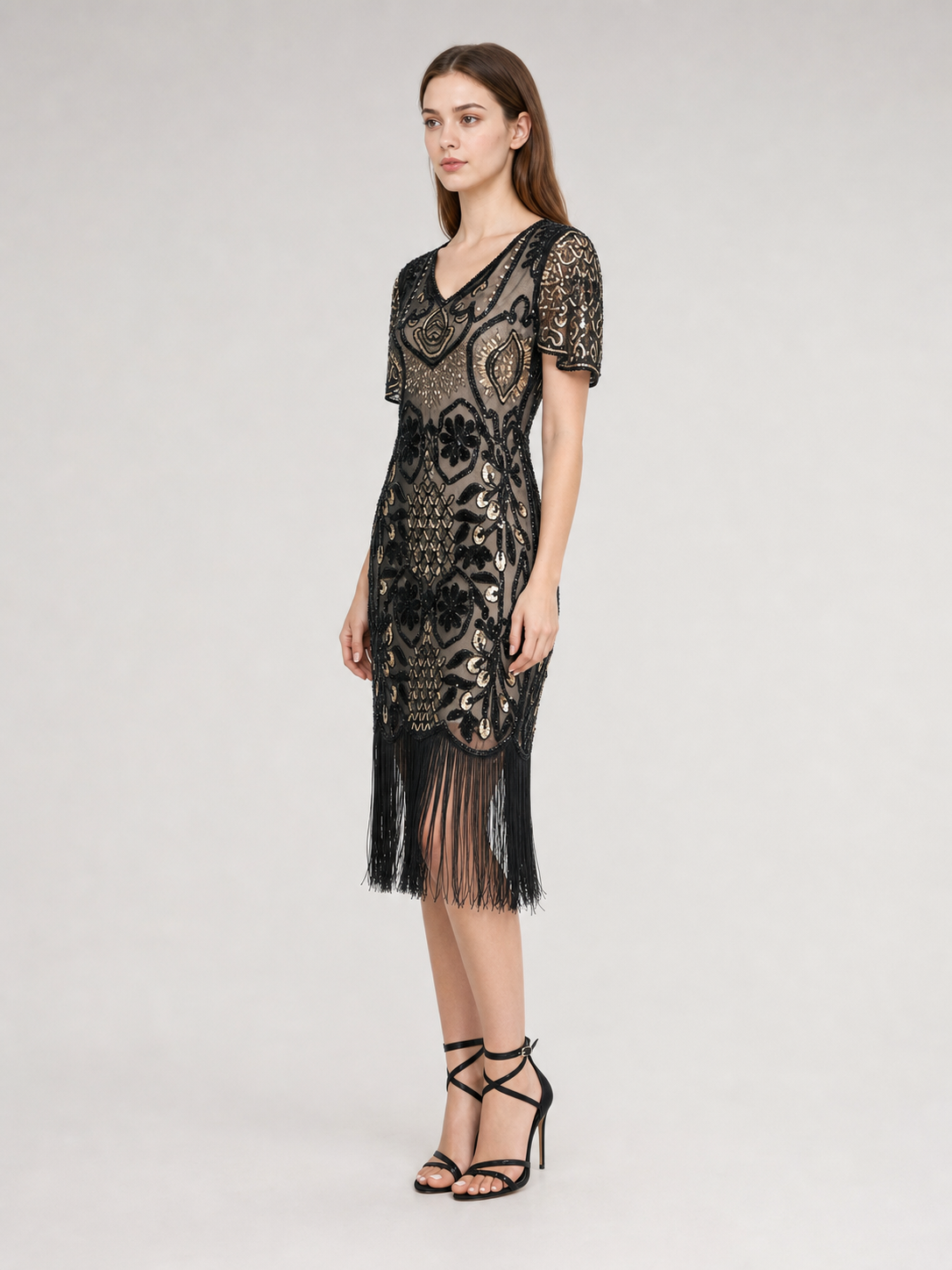 Art Deco Fringe and Sequin Cocktail Dress