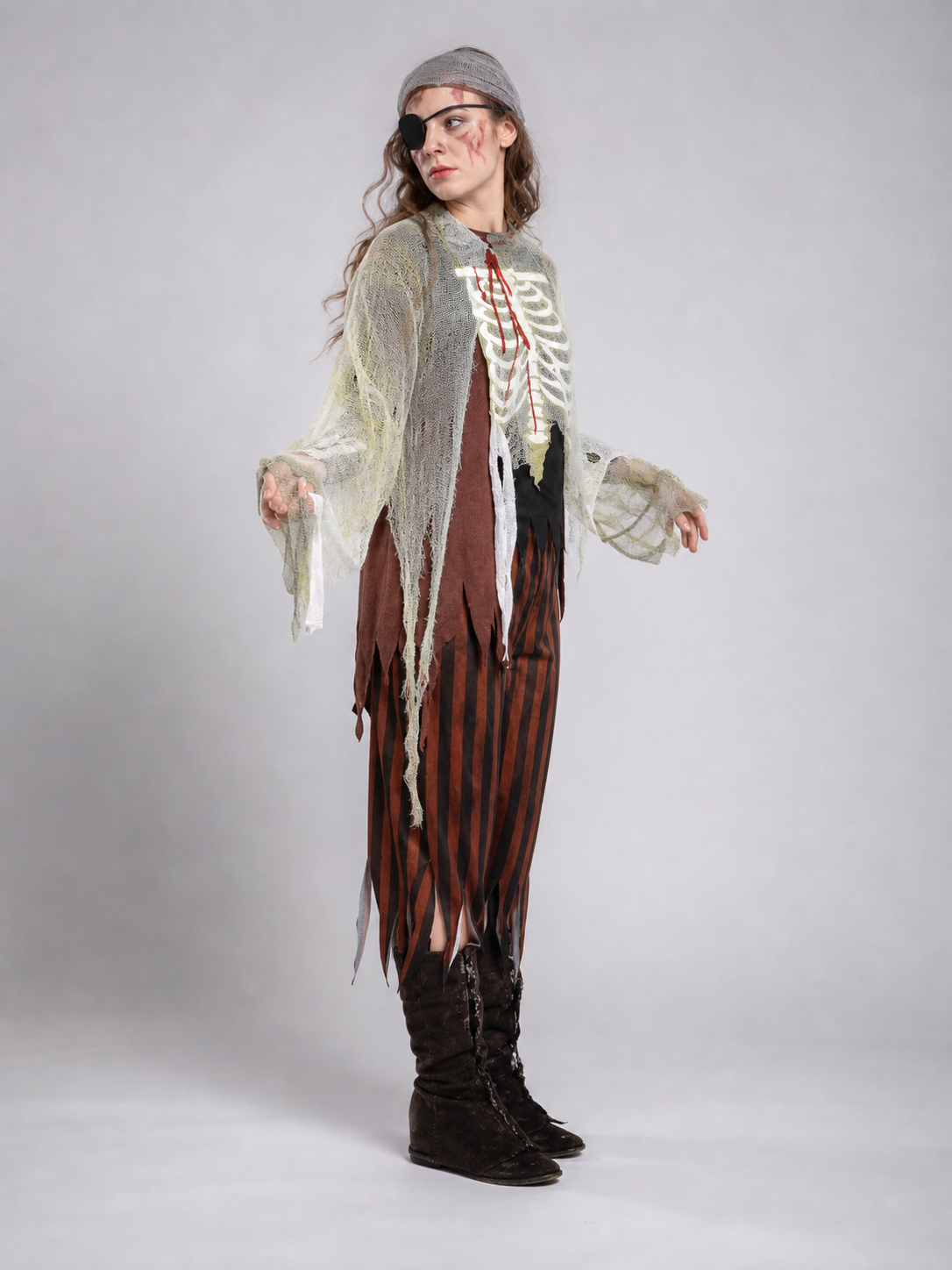 Pirate costume for masquerades and cosplay designed in a rugged pirate style.