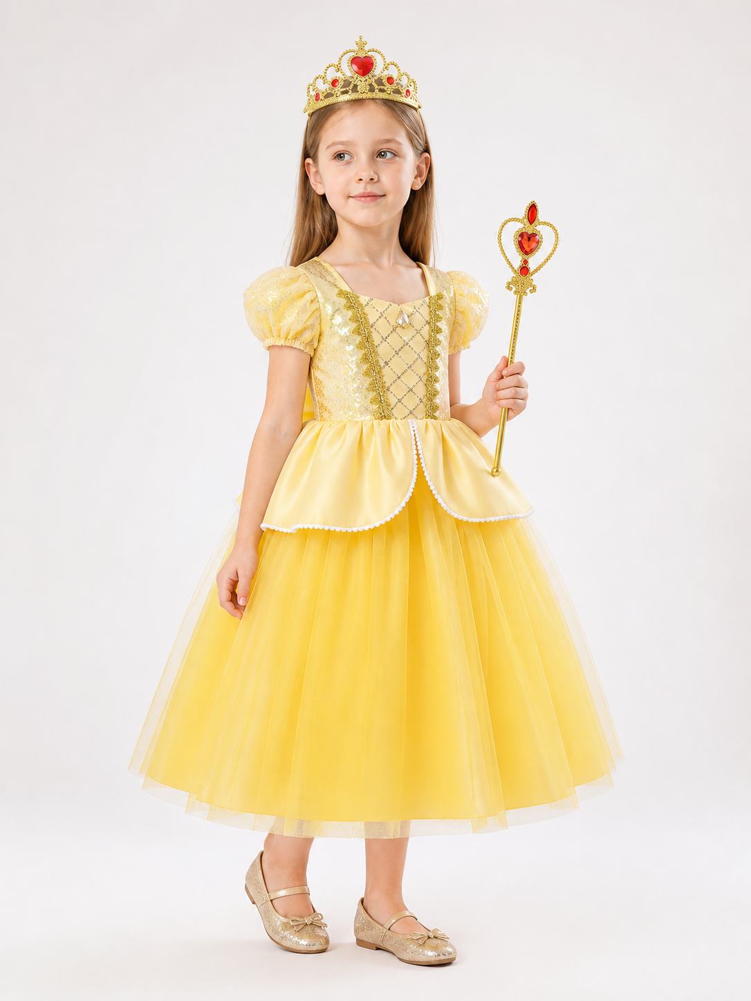 Princess Costume with Crown and Magic Wand side view