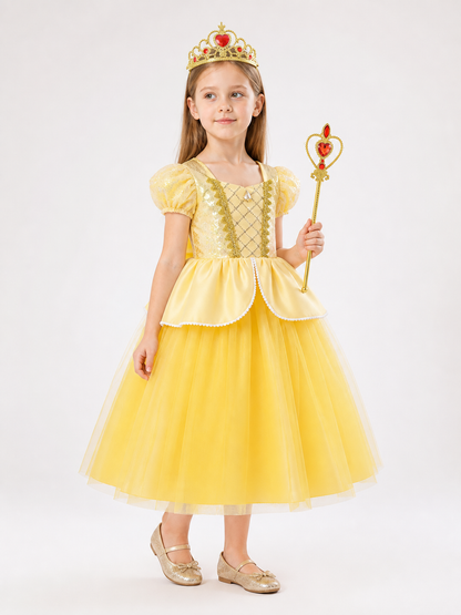 Princess Costume with Crown and Magic Wand side view