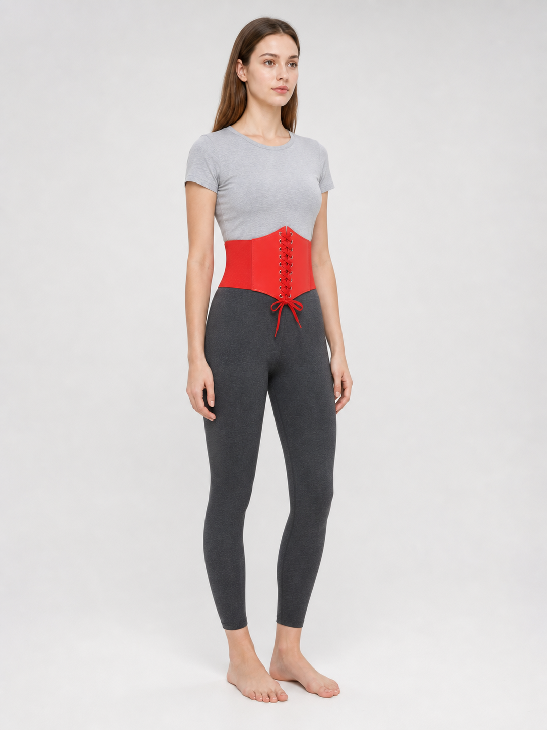 Red Lace-Up Corset Belt for Dresses and Outfits