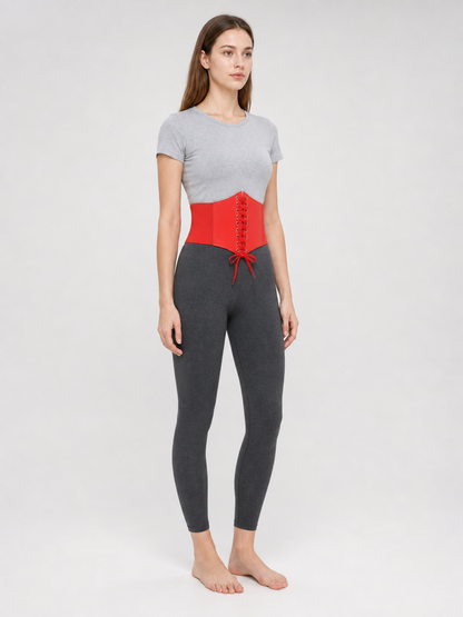 Red Lace-Up Corset Belt for Dresses and Outfits