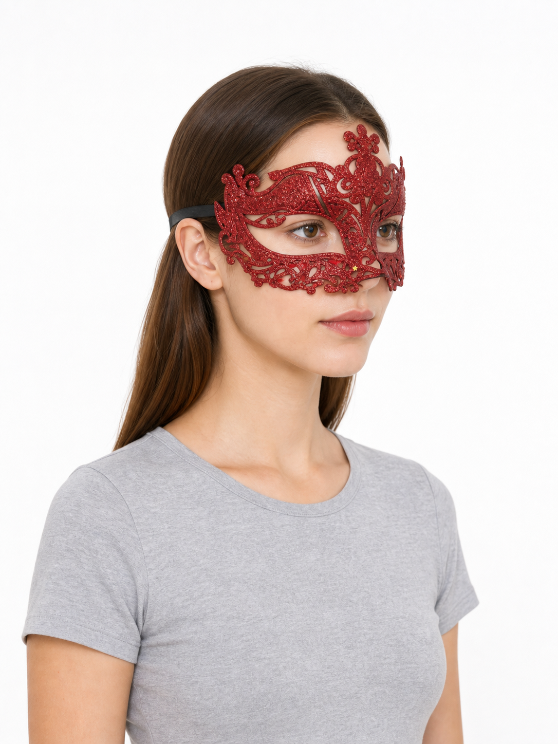 Red Glitter Masquerade Eye Mask