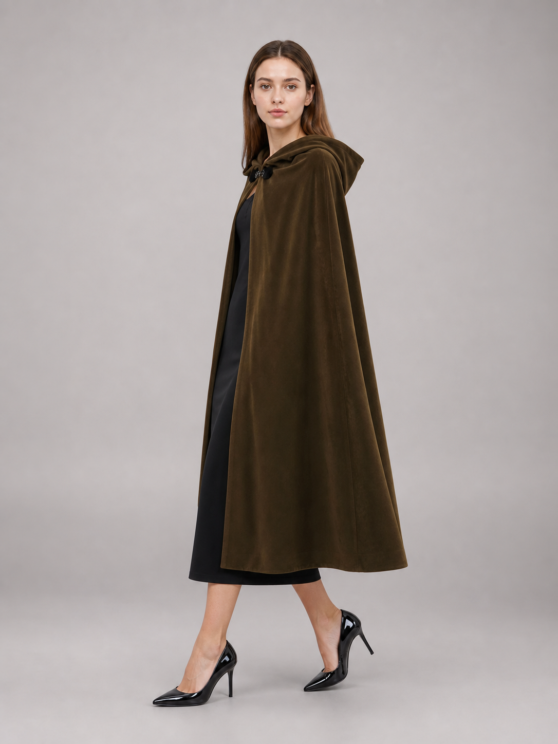 Brown Hooded Costume Cape