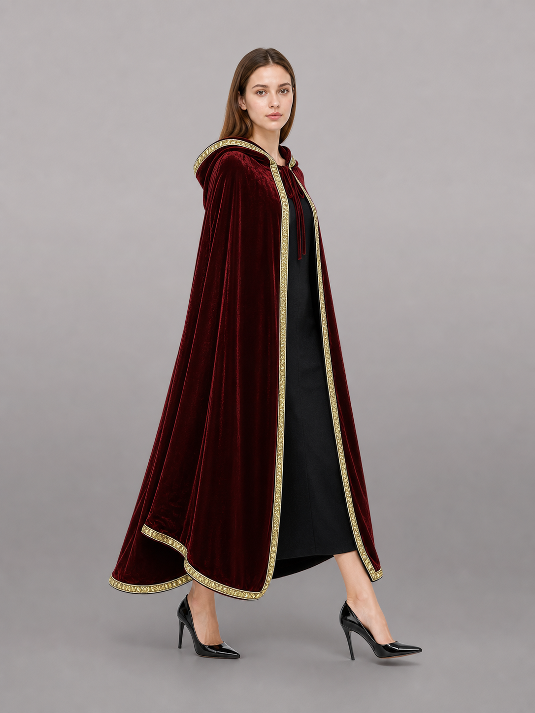 Burgundy Carnival Hooded Cloak