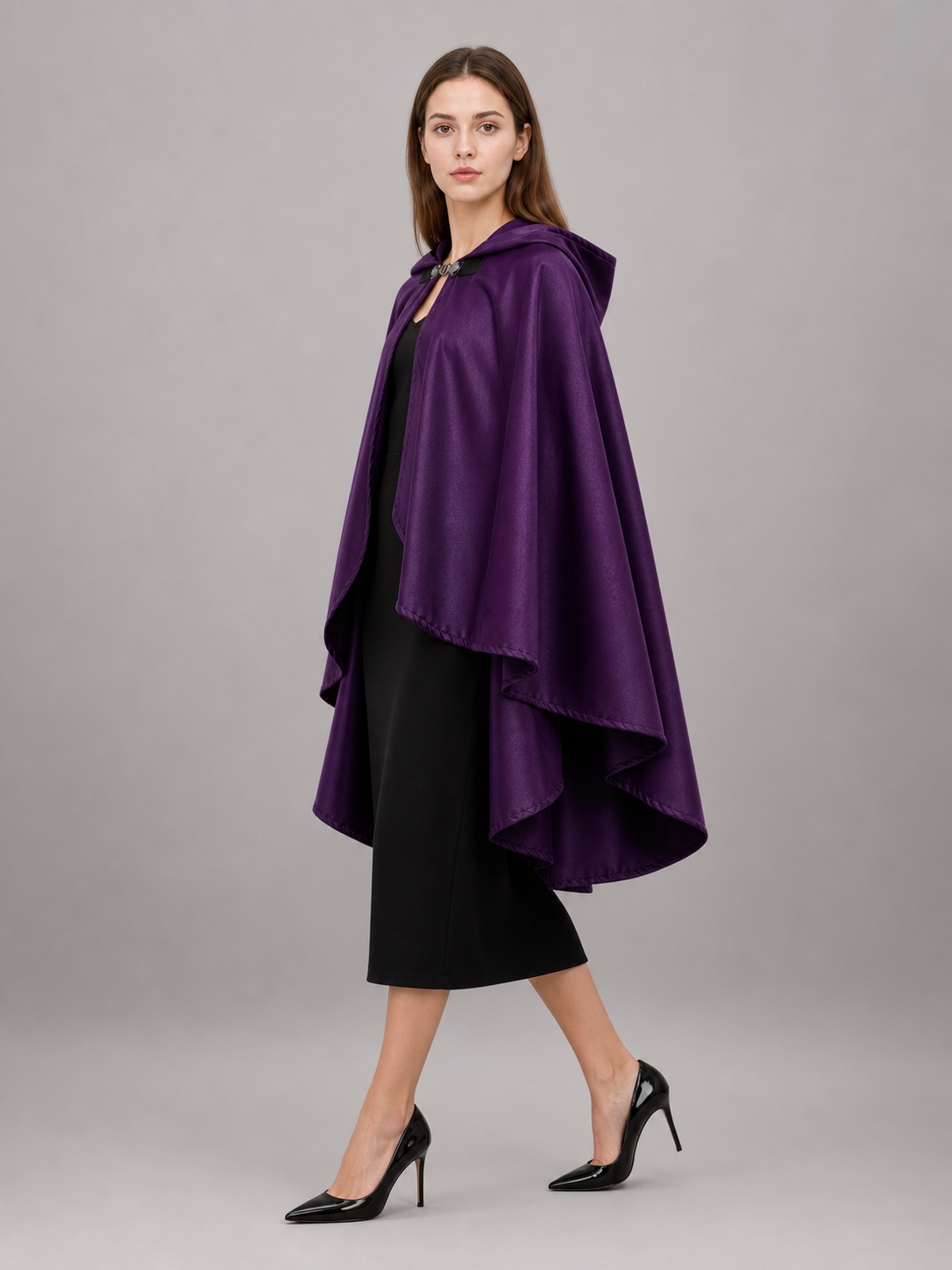 Purple Hooded Medieval Costume Cloak