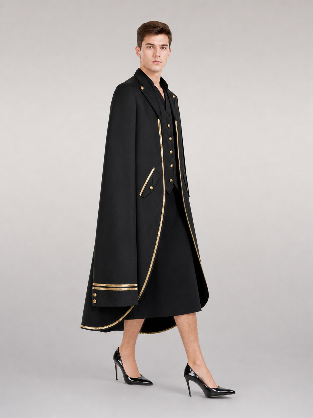Black Costume Tailcoat with Gold Trim