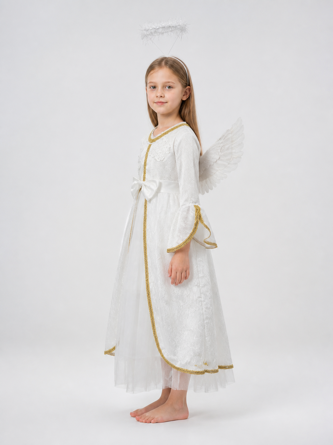 Angel Costume Dress with Wings and Halo side view