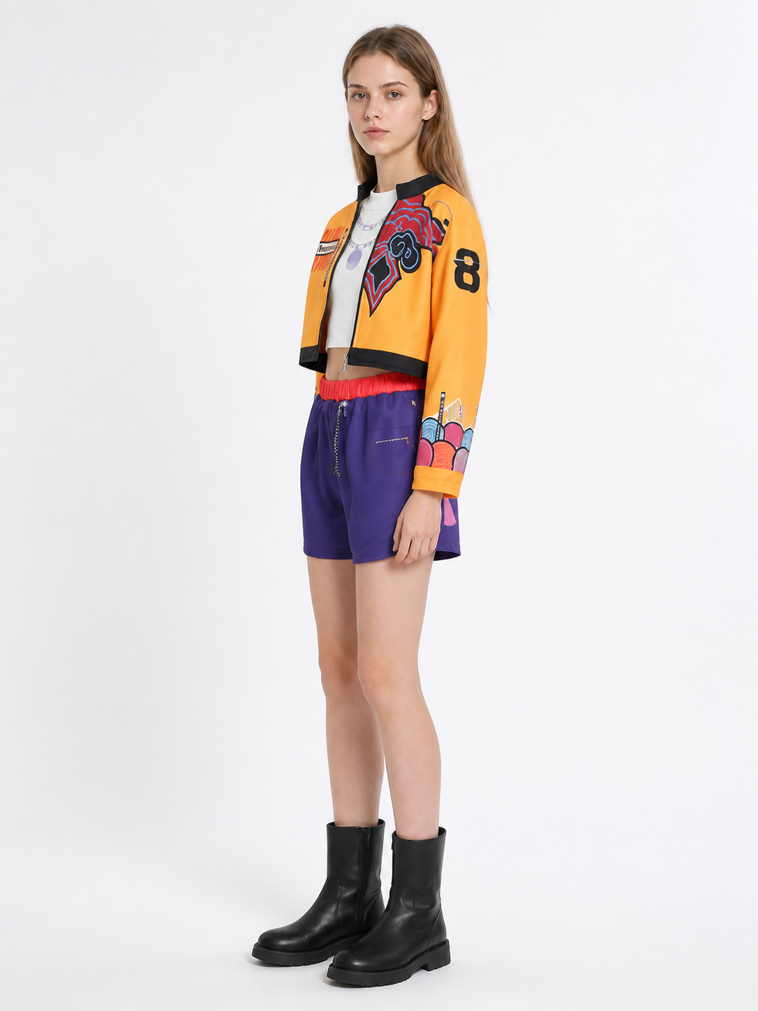 3-Piece Stage Costume: Jacket, Top, and Shorts side view
