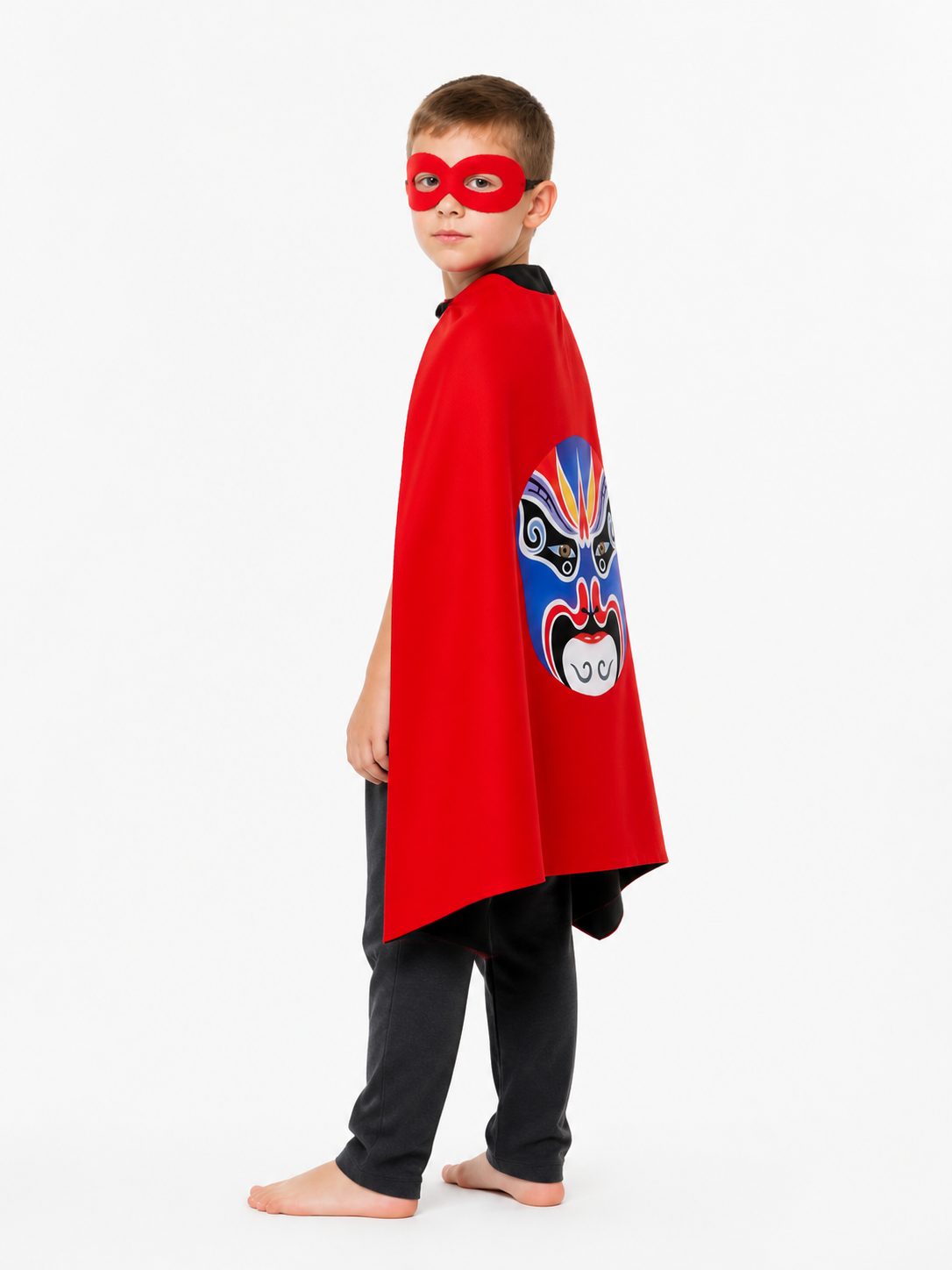 Children’s Halloween Cape with Mask and Opera Design side view