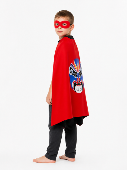Children’s Halloween Cape with Mask and Opera Design side view
