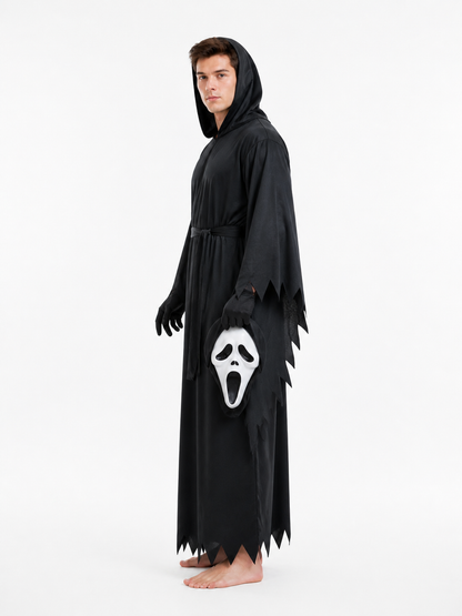 Hooded Ghost Costume with Mask for Halloween side view