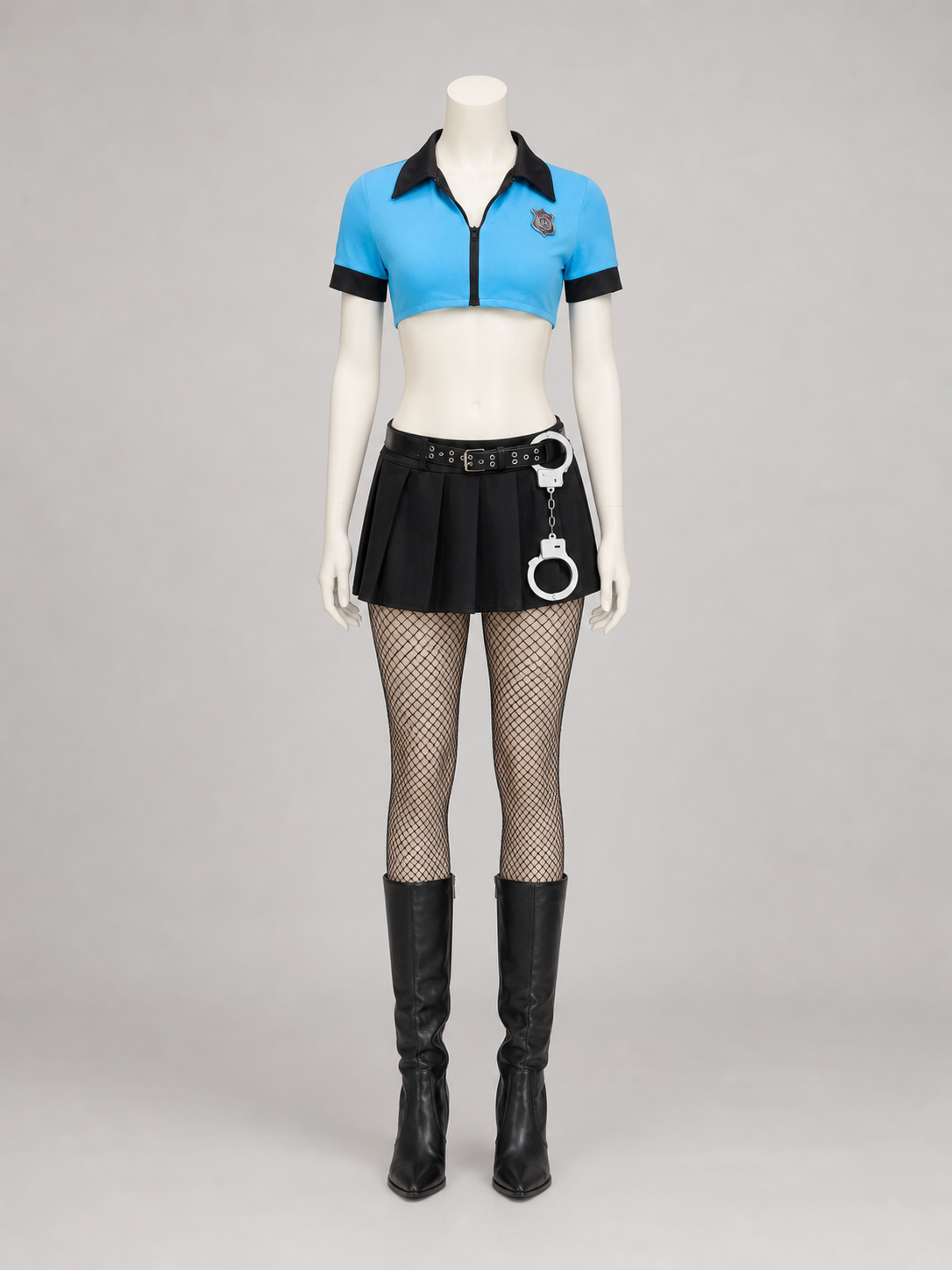 Police Costume for a Role-Play Look with Cap side view