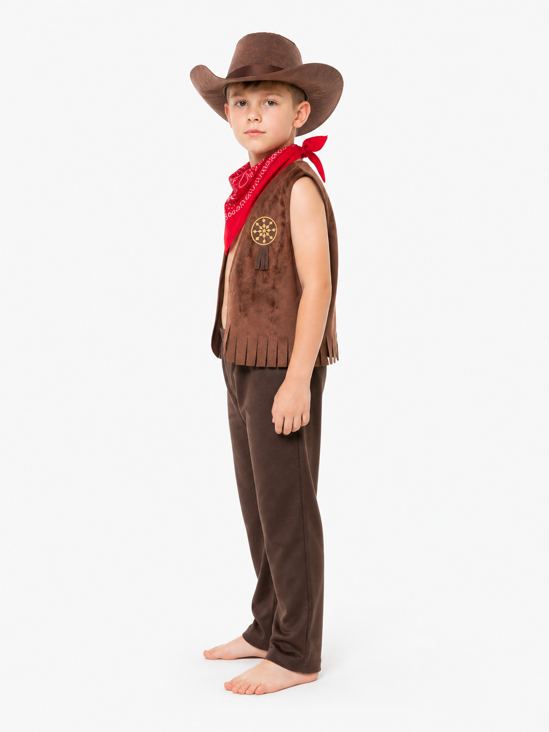 Cowboy Costume with Vest, Hat, and Bandana for Halloween side view