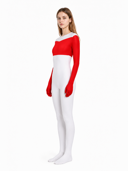 Red and White Cartoon Character Jumpsuit side view