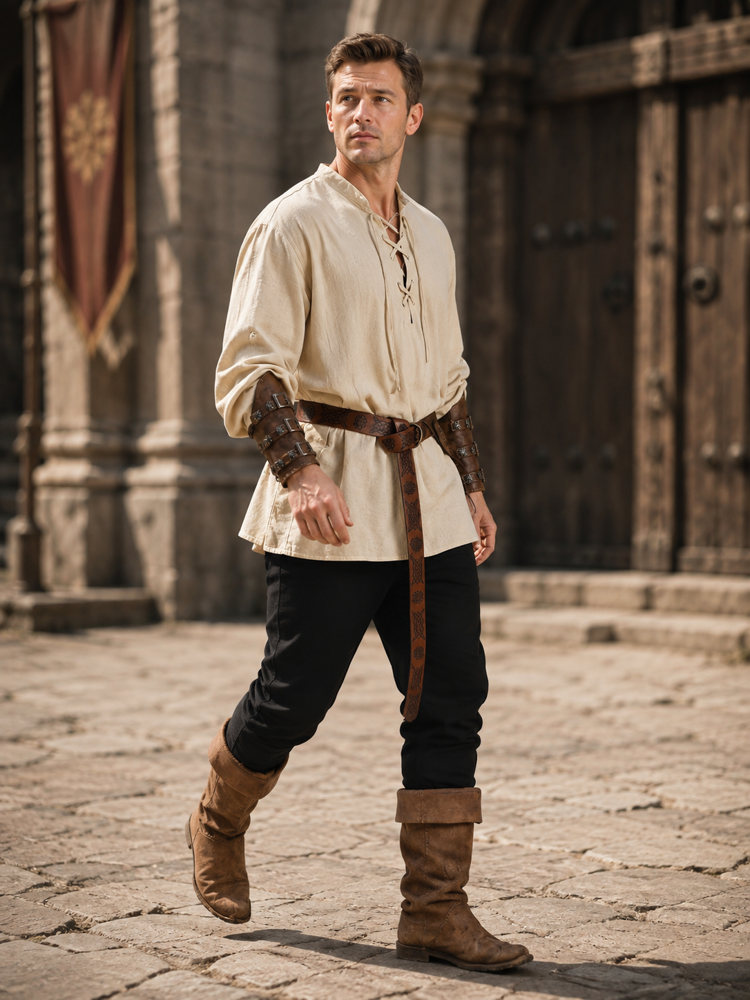 Medieval Viking Costume for Halloween Cosplay side view