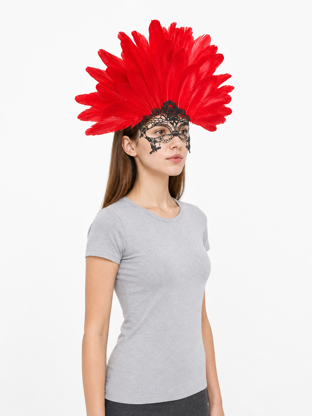 Carnival Headpiece with Red Feathers