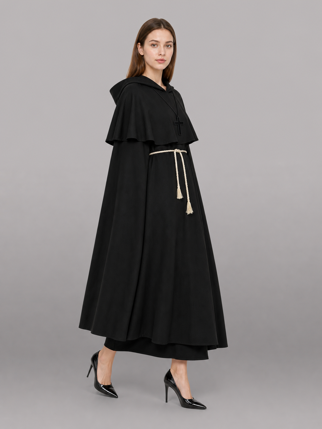 Black Carnival Cloak with Pointed Hood