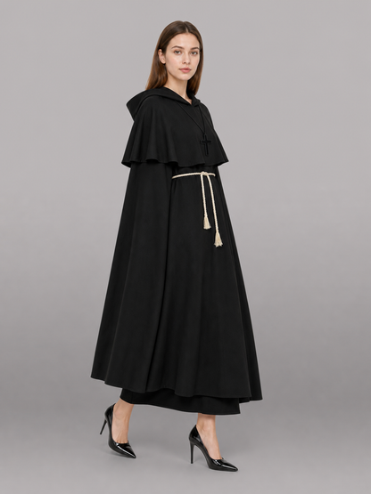 Black Carnival Cloak with Pointed Hood